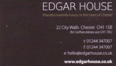 Chestertourist.com - Edgar House 22 City Walls Chester Business Card Page Three